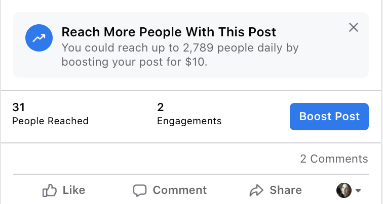 Facebook boosted post